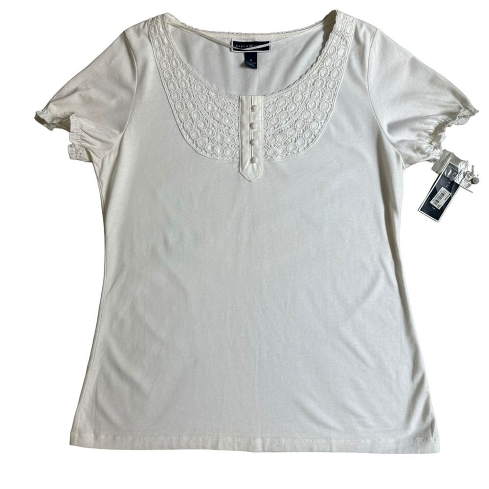 KAREN SCOTT Short Sleeve  Round Neck Top Size M